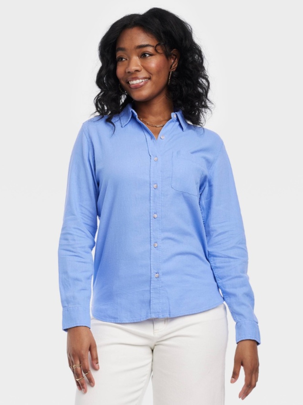 Universal Thread Blue Linen Button-Down Shirt